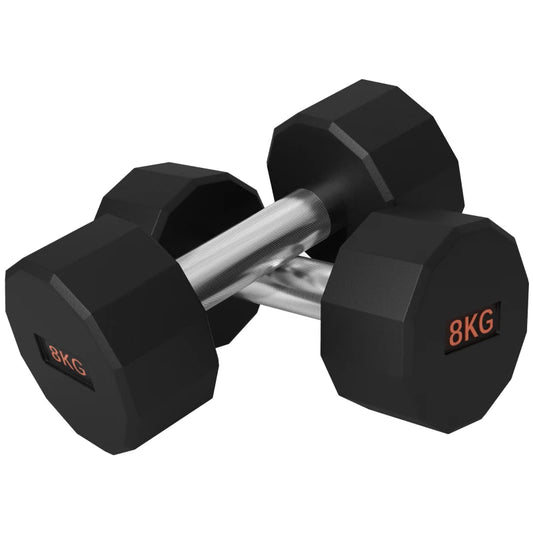2 x 8kg Dumbbells Weights Set with 12-Sided Shape and Non-Slip Grip for Men Women Home Gym Workout by SPORTNOW-0